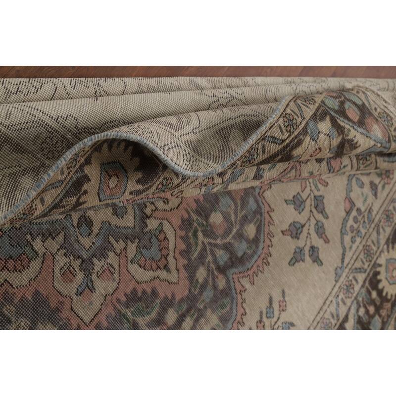 Floral Medallion Tabriz Persian Area Rug Handmade Wool Carpet - 6'7"x 9'8"