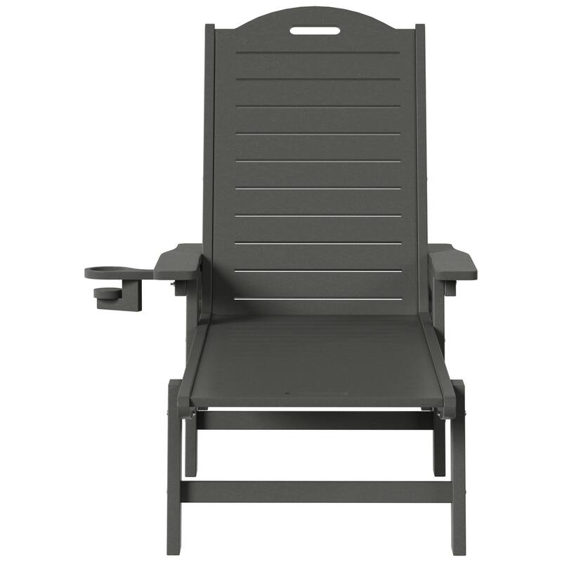 Brighton Outdoor Poly Reclining Chaise Lounge with Wheels & Cup Holder (Set of 2)