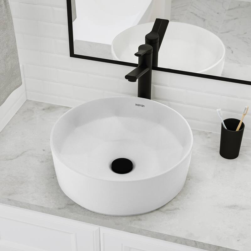 Karran Valera 16" Vitreous China Vessel Bathroom Sink in White