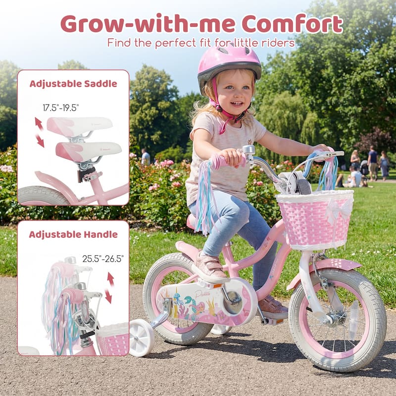 Gymax 12'' Kids Bike w/Training Wheels Hand Coaster Brakes Adjustable