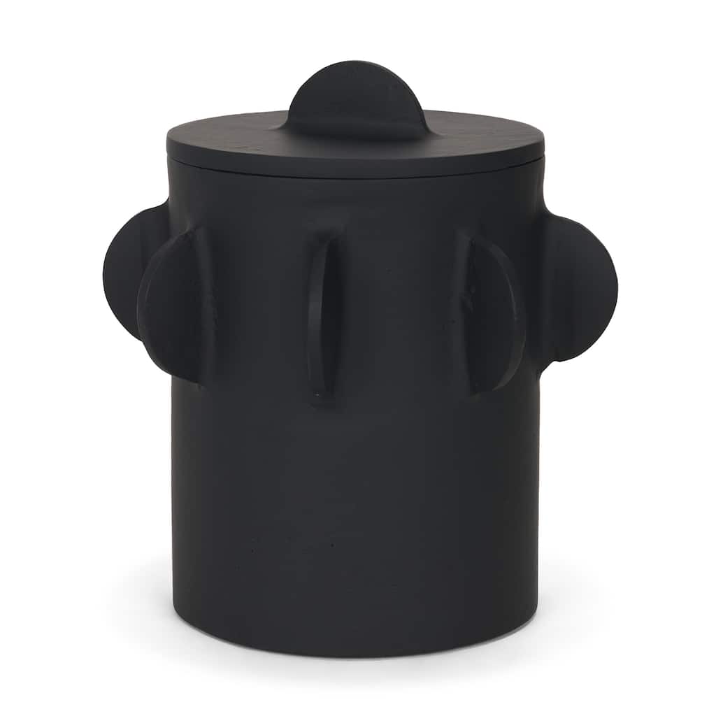 Deacon Large Matte Black Metal Canister with Sculptural Handles