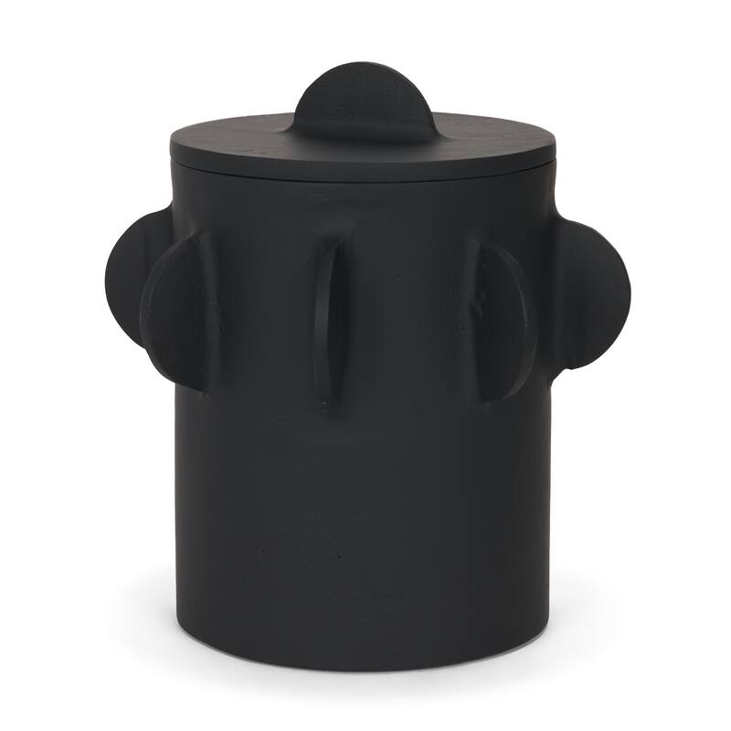 Deacon Large Matte Black Metal Canister with Sculptural Handles - 9.5L x 9.5W x 10.0H - Black