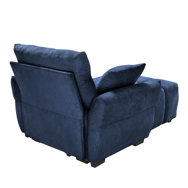 Chenille Ergonomic Lounge Chair with Ottoman, High-Resilience Sponge Cushions and Modular Design