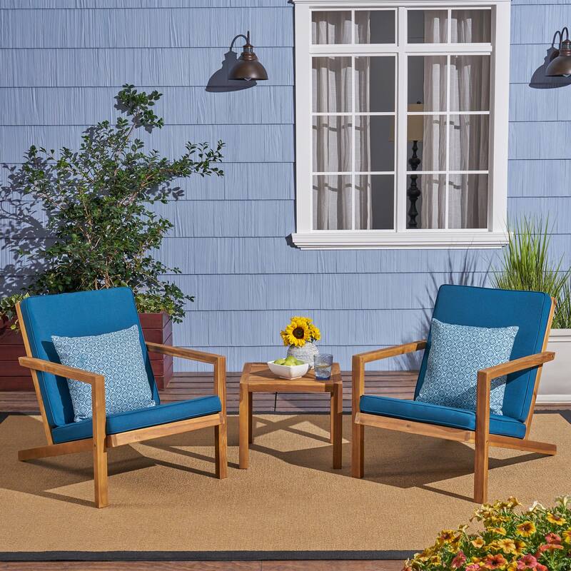 Roomfitters Leah 3-Piece Outdoor Chat Set, Patio Conversation Chairs with Side Table for Garden or Deck, Brown - Brown