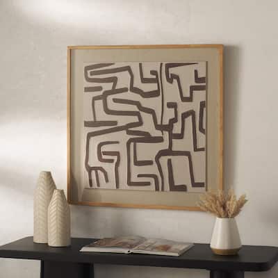 SAFAVIEH Home Tari 30-inch Ivory/Chocolate Brown Framed Textile Wall Art - Ivory/Chocolate Brown