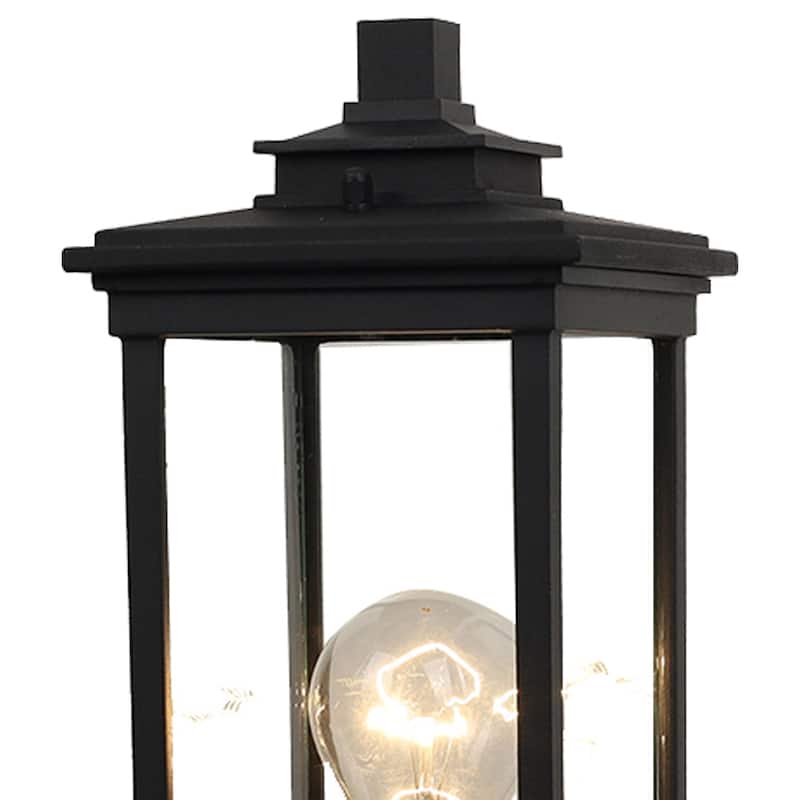 1 Light Outdoor Post Lantern in Clear Glass and Black Finish - 14.3"H x 5.2"W x 5.2"D