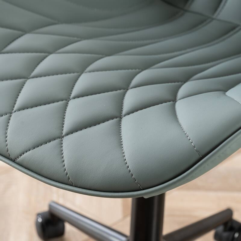 Faux Leather Office Chair with Wheels, Upholstered Task Chair