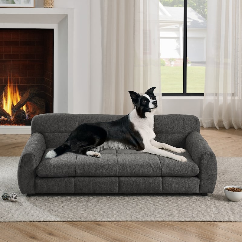 Modern Soft Pet Sofa Bed for Dogs Up to 130lbs - Grey