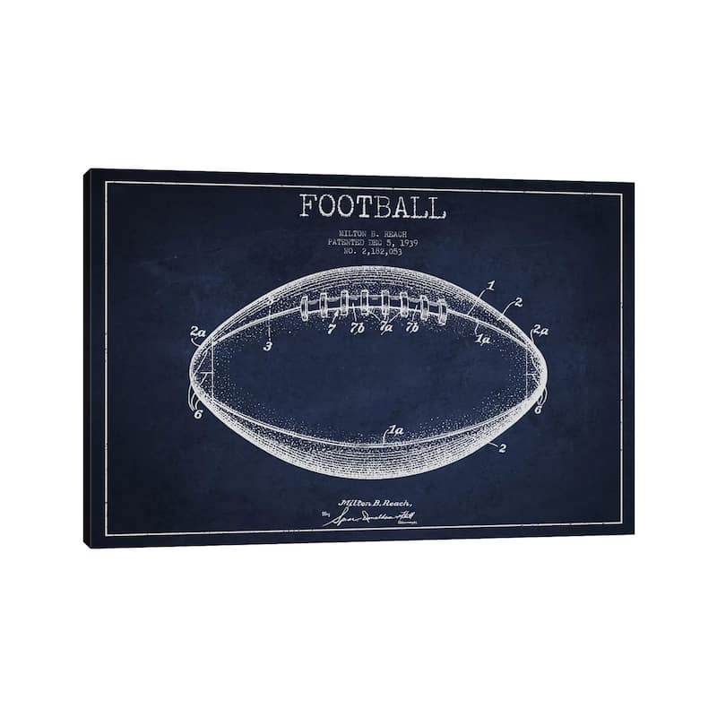 iCanvas "Football Navy Blue Patent Blueprint" by Aged Pixel Canvas Print