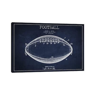 iCanvas "Football Navy Blue Patent Blueprint" by Aged Pixel Canvas Print