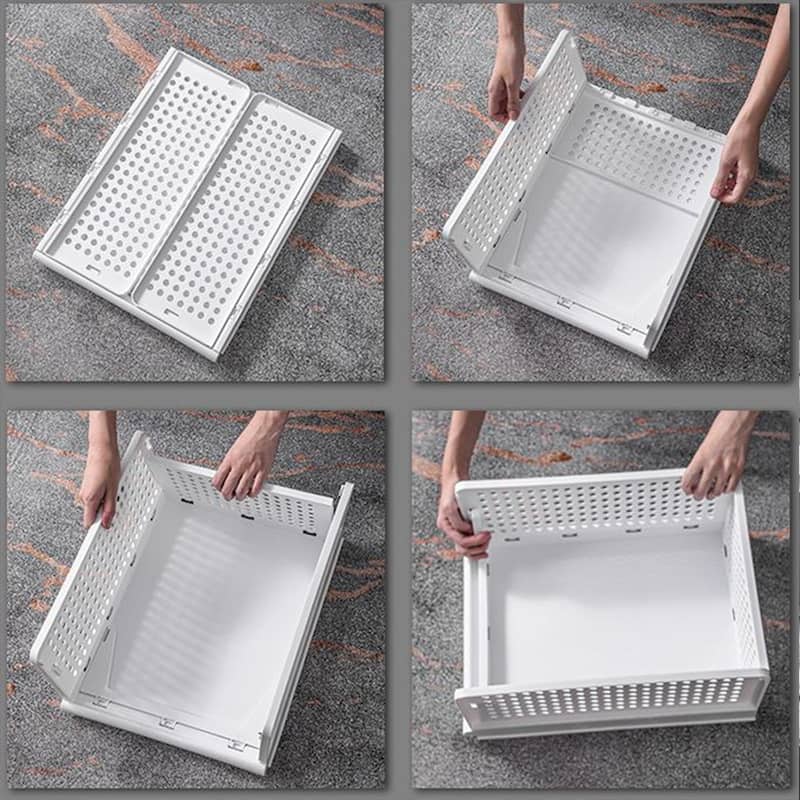 HANAMYA Folding and Stackable Storage Shelf | Foldable Drawer Organizer | Closet Wardrobe Organizer, Set of 4 - Set of 4