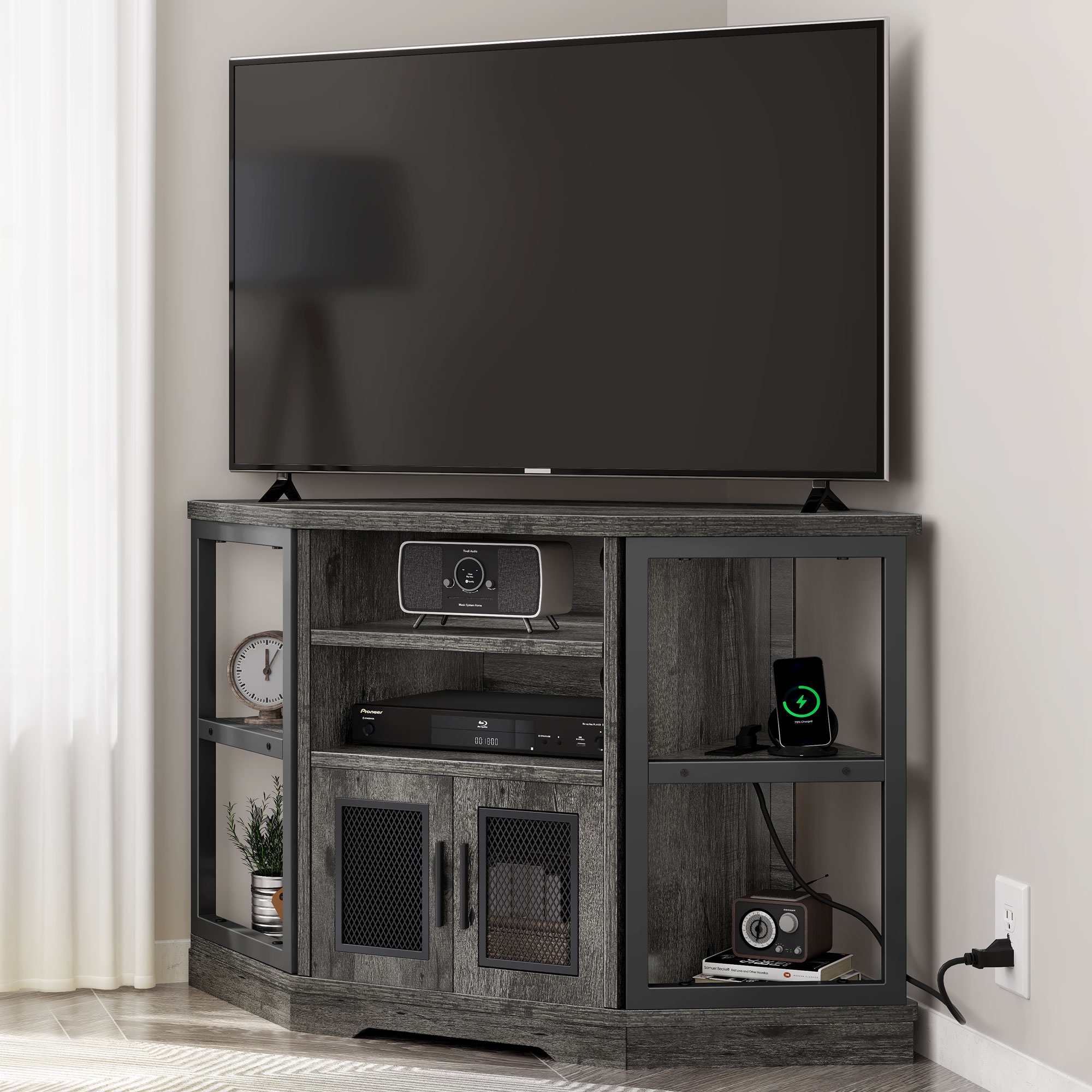 Gray media shop console