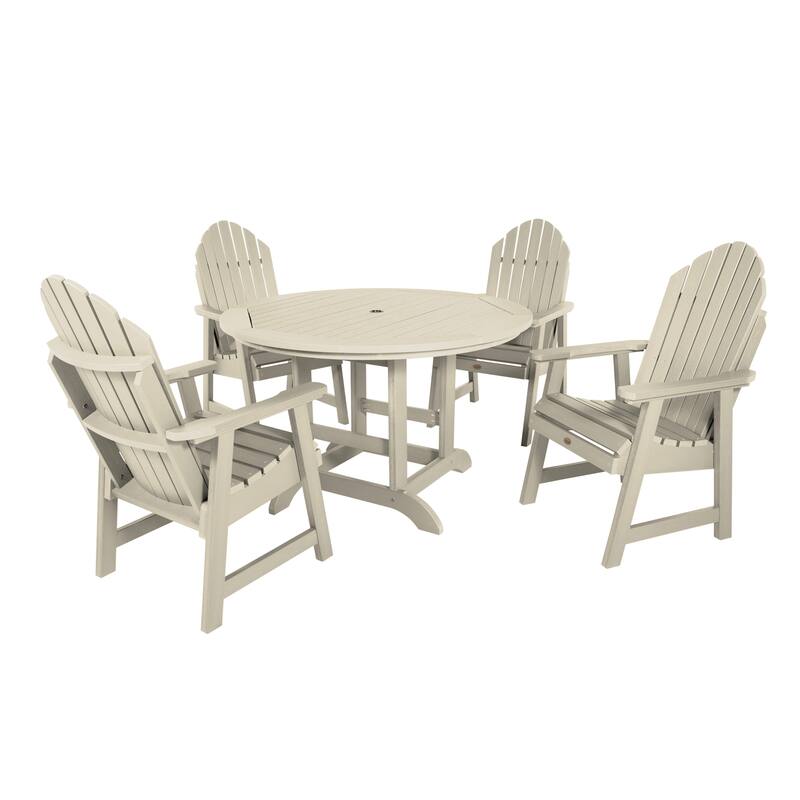 Hamilton 5-piece Outdoor Dining Set - 48" Round Table, Dining-height - Whitewash