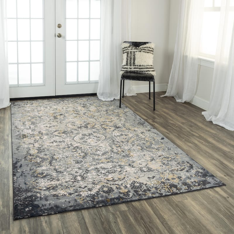 Alora Decor Spring Grey and Beige Abstract Rug - 3'11" x 5'6" - Gray/Dark Gray