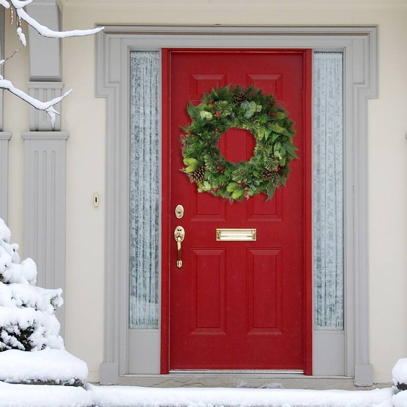 Pine Cones and Berries Artificial Christmas Wreath - 24” - Unlit