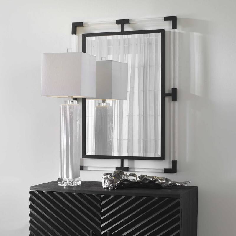 Beveled Rectangular Wall Mirror - 37" - Black and Clear