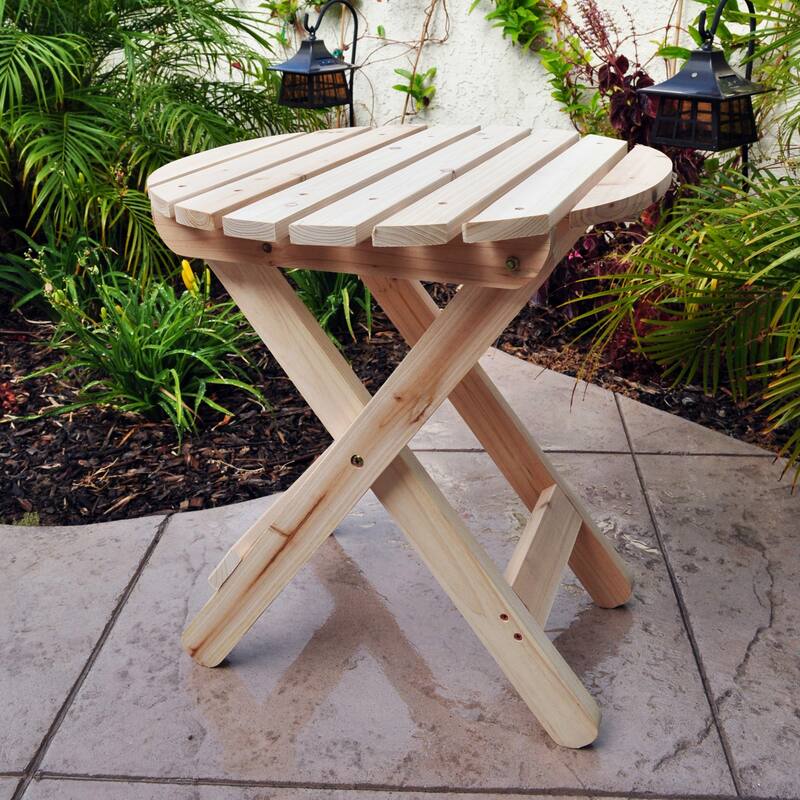 Remedy 19" Assembled Cedar Wood Round Collapsible Folding Table