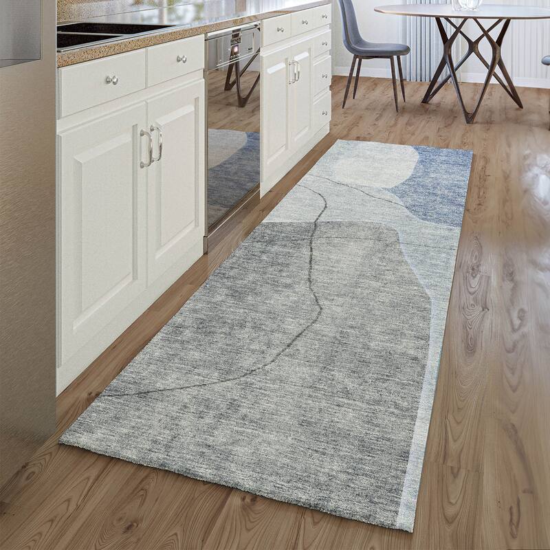 Premium Washable Super Soft Abstract Mod Mayfield Rug - Blue - 2' 3" x 7' 6" - Runner