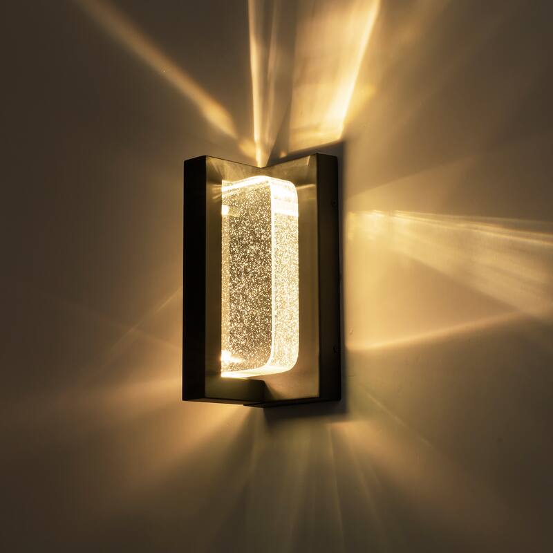 1-Light Crystal Outdoor Integrated LED Bulbble Glass Wall Sconce