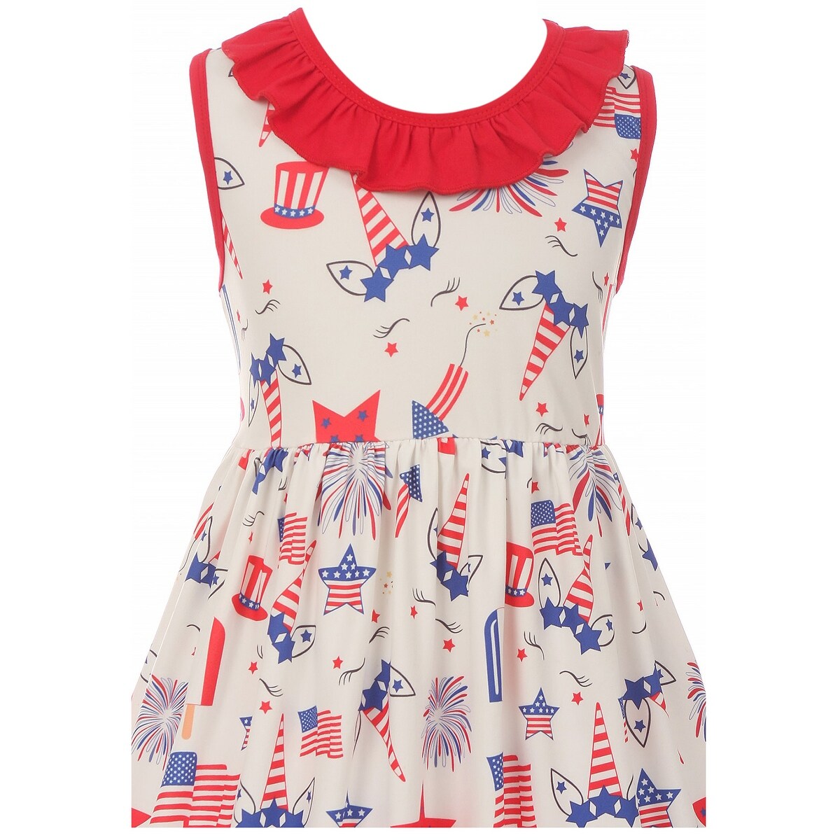 Shop Sleeveless Ruffle Neckline Unicorn Dress For Little Girl Red