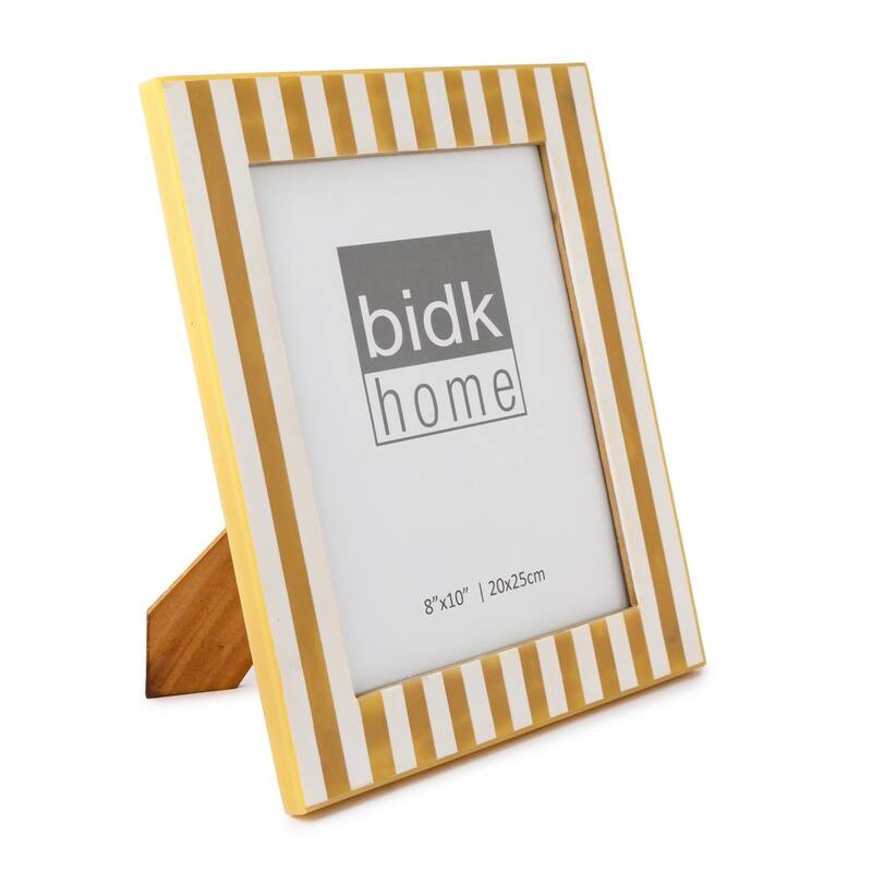 Striped Rectangular Picture Frame - for 8" x 10" Photo - Beige and White