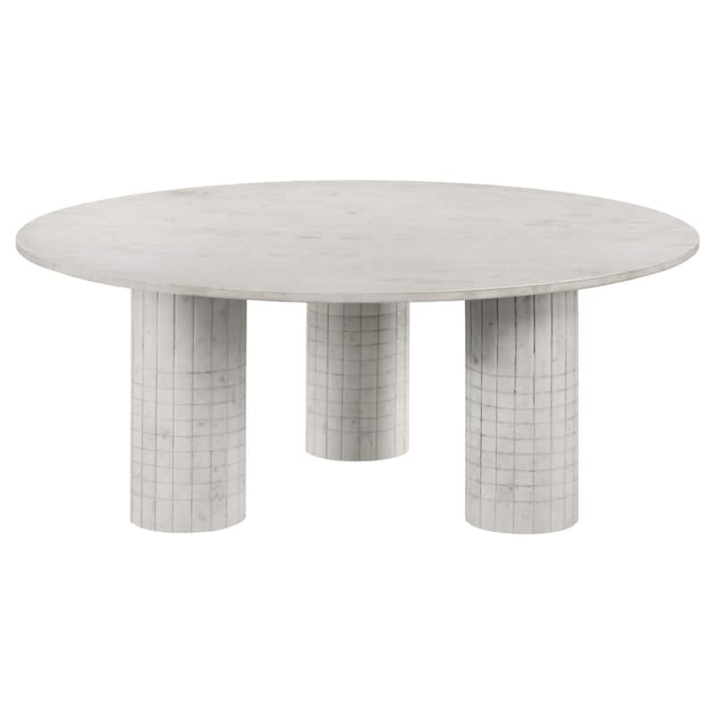 Astoria Round Genuine Marble Coffee Table White - Marble - White
