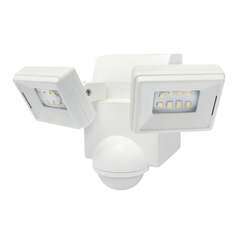 IQ America 700 Lumen Battery Operated LED Motion Security Flood Light w L-Bracket Mount - White