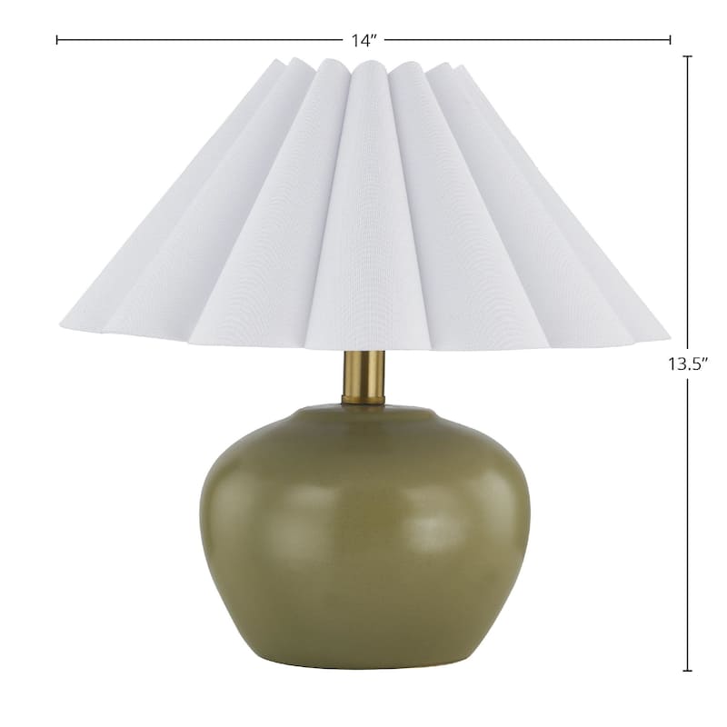 Harlow 14" Table Lamp with Linen Shade, Green (Set of 2)
