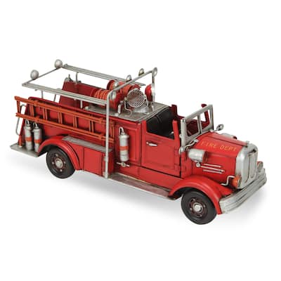 Red Metal Vintage Style Fire Engine Model