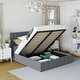 preview thumbnail 27 of 52, Merax Upholstered Platform Bed with a Hydraulic Storage System Grey - Queen