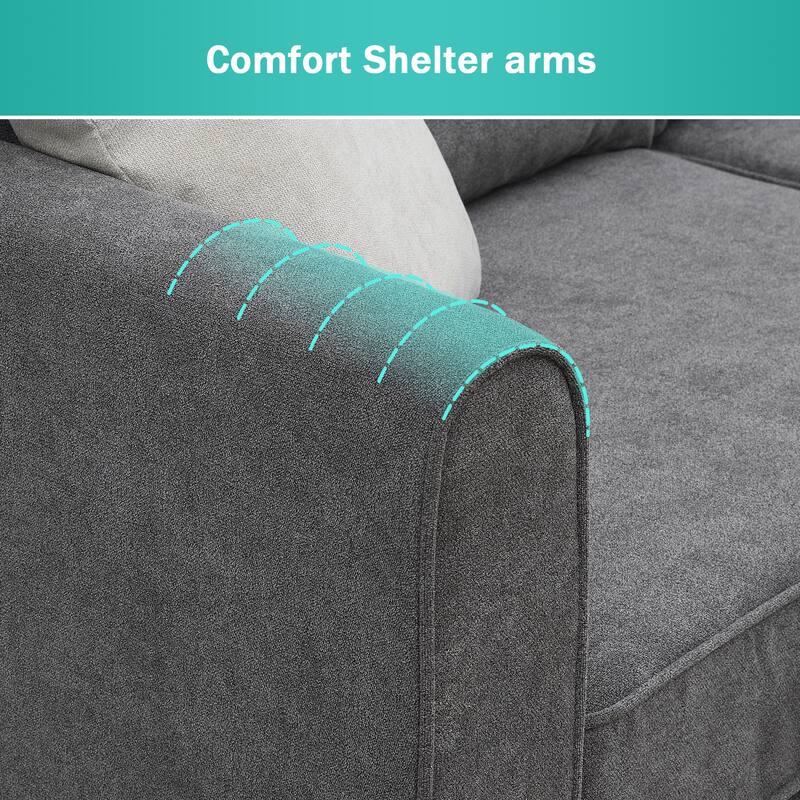 Modern Upholstered Living Room Sectional Sofa, L Shape Furniture Couch