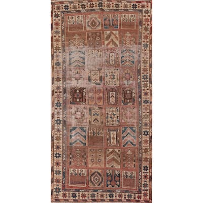 Distressed Bakhtiari Persian Antique Area Rug Handmade Wool Carpet - 5'2" x 11'0"