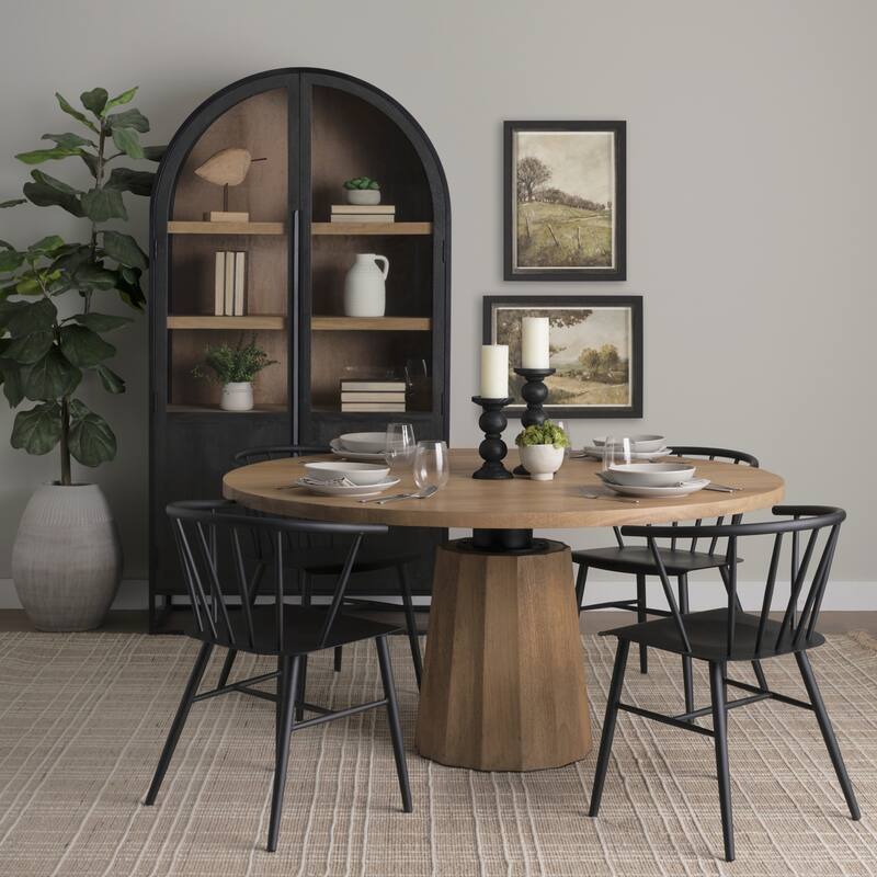 Sloan Black/ Dark Brown Arched Display Dining Cabinet