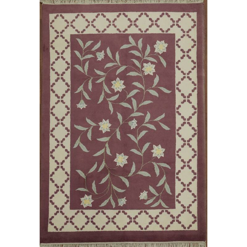 Hand Knotted Oriental 100% Wool Carpet Modern All-Over Purples Gabbeh Area Rug - 9' 1'' X 6' 2''
