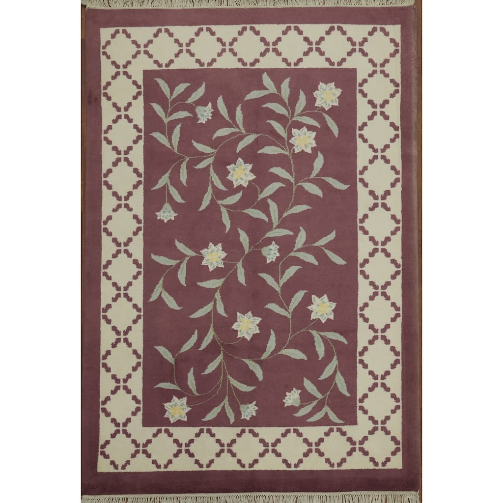 Hand Knotted Oriental 100% Wool Carpet Modern All-Over Purples Gabbeh Area Rug - 9' 1'' X 6' 2''