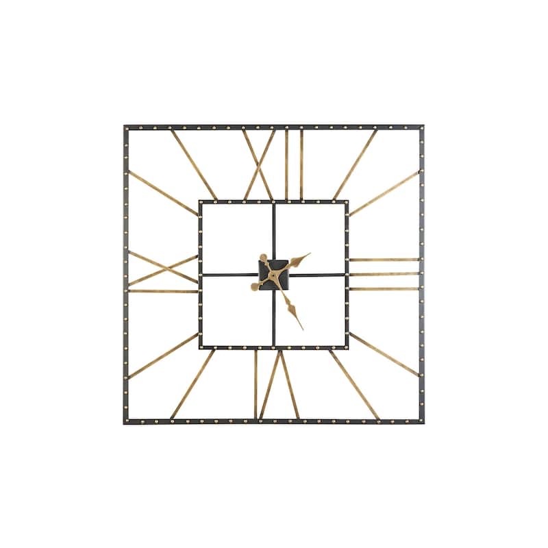 Thames Contemporary Black/Gold Wall Clock - 40" W x 1.5" D x 40" H
