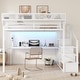 preview thumbnail 21 of 56, High Loft Bed Metal Bed Frame with Stairs Built-in Shelves and Wardrobe, Side Grid Rack, Light, Charging Station and Desk