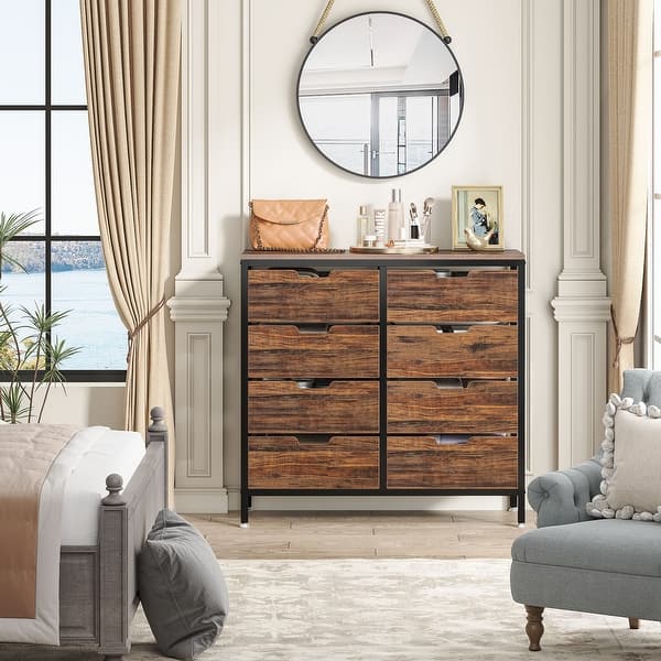 Industrial 8 - Drawer Dresser,Metal Frames Chest of Drawers for Bedroom -  Bed Bath & Beyond - 36859154