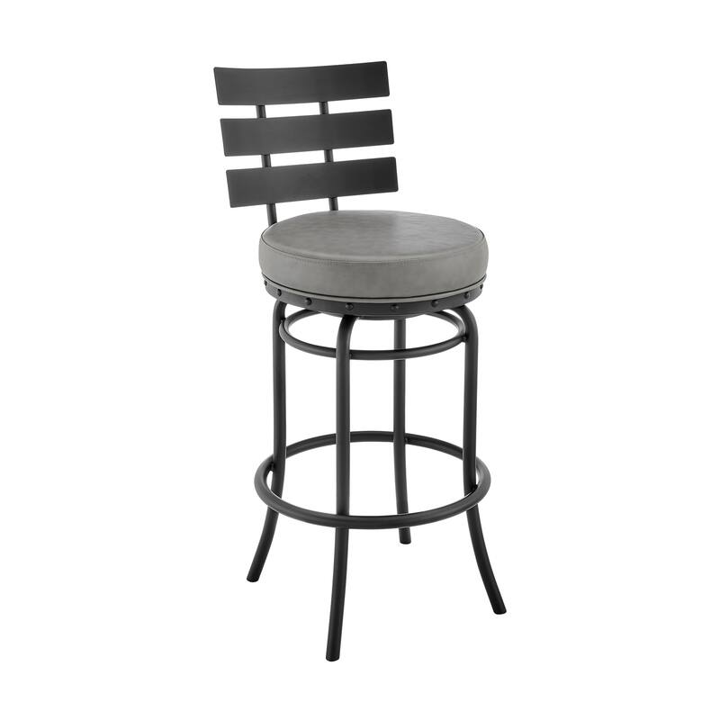 Natya Modern Swivel Counter/Bar Stool in Faux Leather and Metal