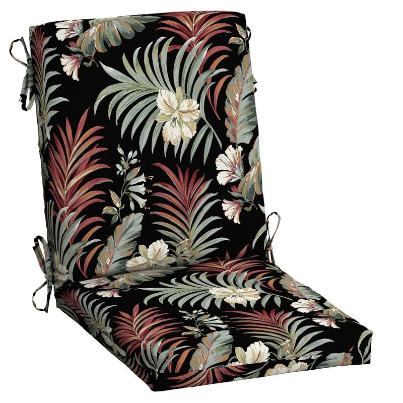 ARDEN Outdoor Dining Chair Cushion - 44 in L x 20 in W x 3.5 in H - Black Simone Tropical
