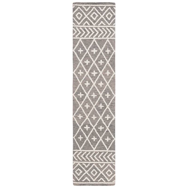 SAFAVIEH Handmade Metro Lousine Moroccan Boho Wool Rug - 2' x 9' Runner - Grey/Ivory