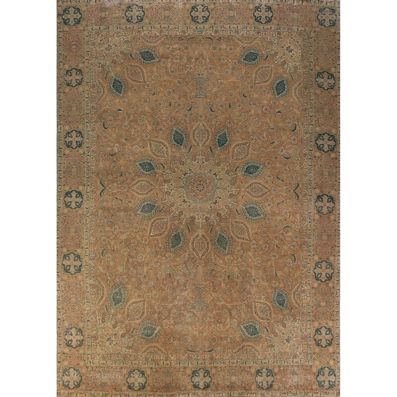 Tabriz Persian Vintage Area Rug Hand-Knotted Wool Carpet - 9'0" x 12'4"