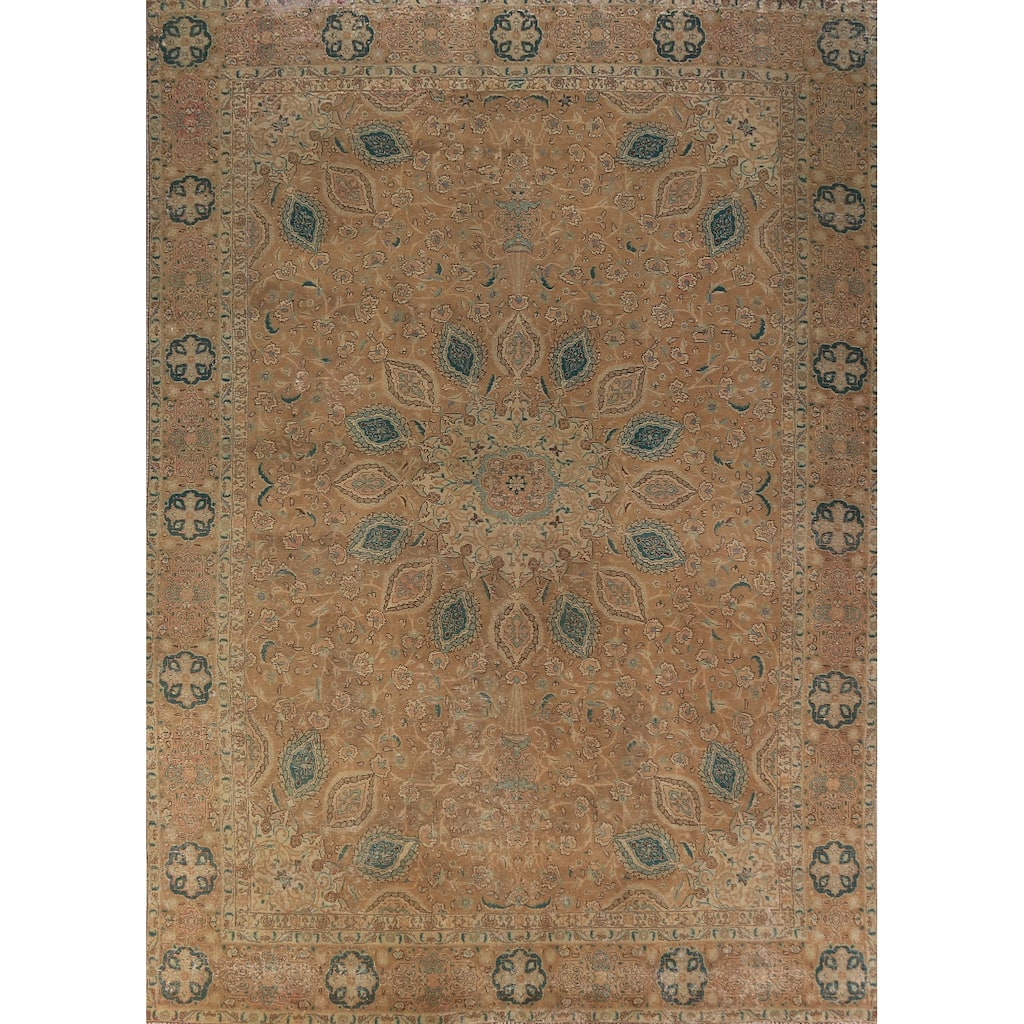 Tabriz Persian Vintage Area Rug Hand-Knotted Wool Carpet - 9'0" x 12'4"