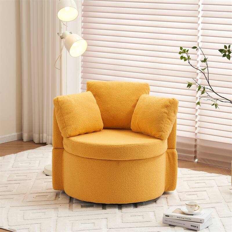 Teddy Fabric Swivel And Storage Chair With Back Cushion