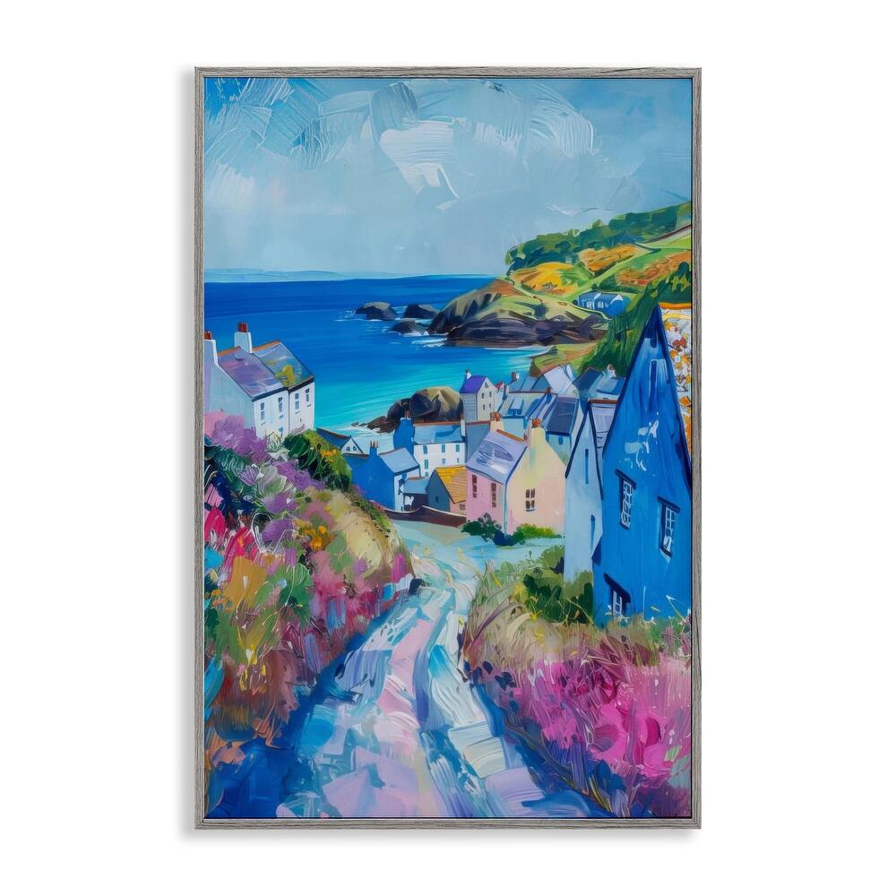 Stupell Seaside Town Overlook Framed Giclee Art Design By LSR Design Studio