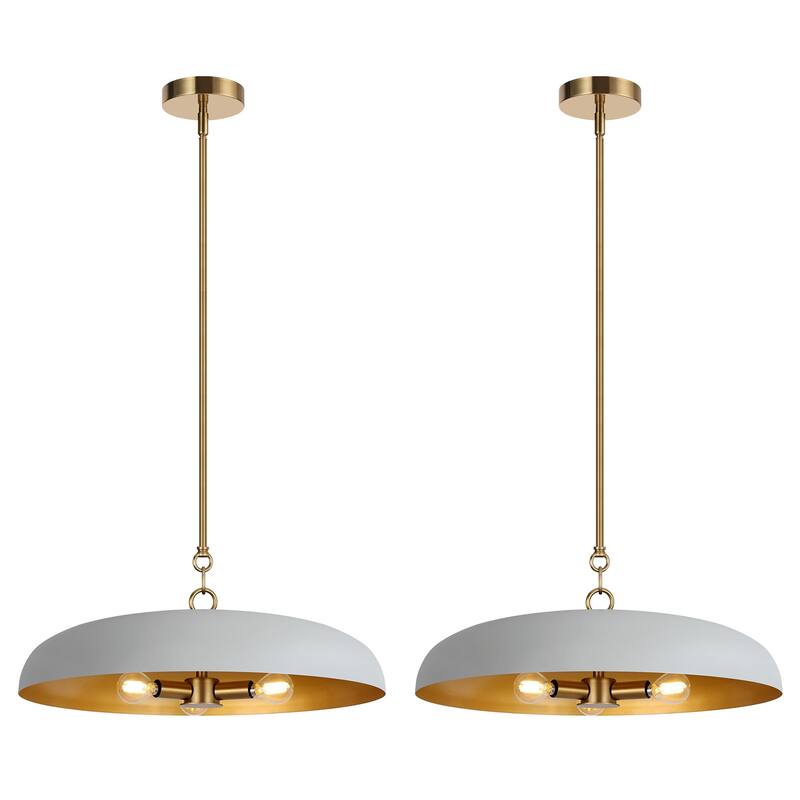 LamQee 20" Pendant Light Metal Dome Ceiling Hanging Chandelier - 19.7 inch - 2Pack/Vintage Gray