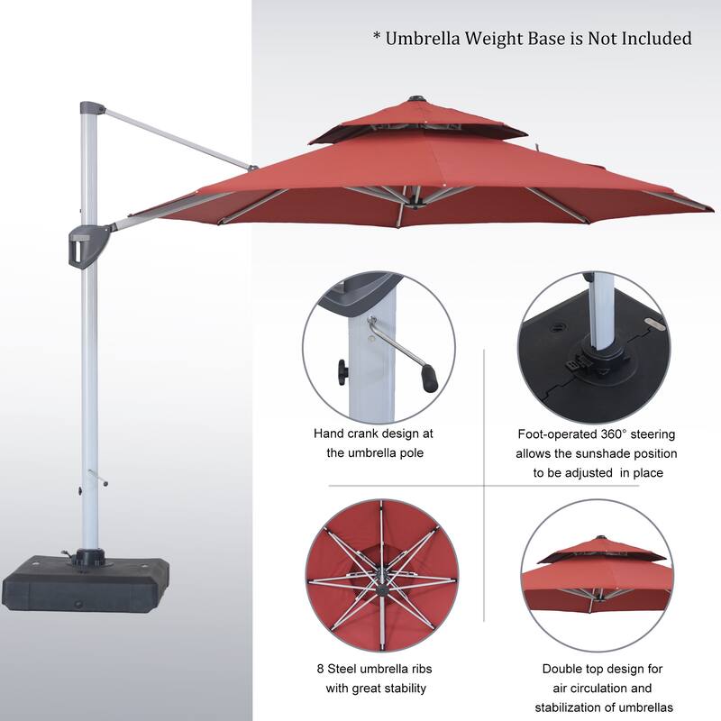 Clihome 11ft Patio Cantilever Octagonal Outdoor Umbrella With Umbrella Cover