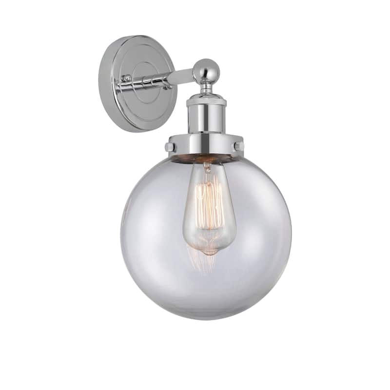 Innovations Lighting 616-1W-10-7-L Beacon Sconce Beacon 10" Tall Wall - Polished Chrome / Clear