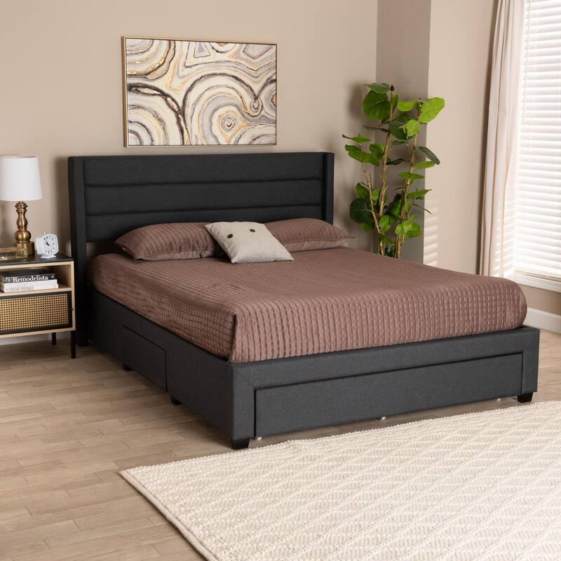 Braylon Mid-Century Modern 3-Drawer Wood Platform Bed