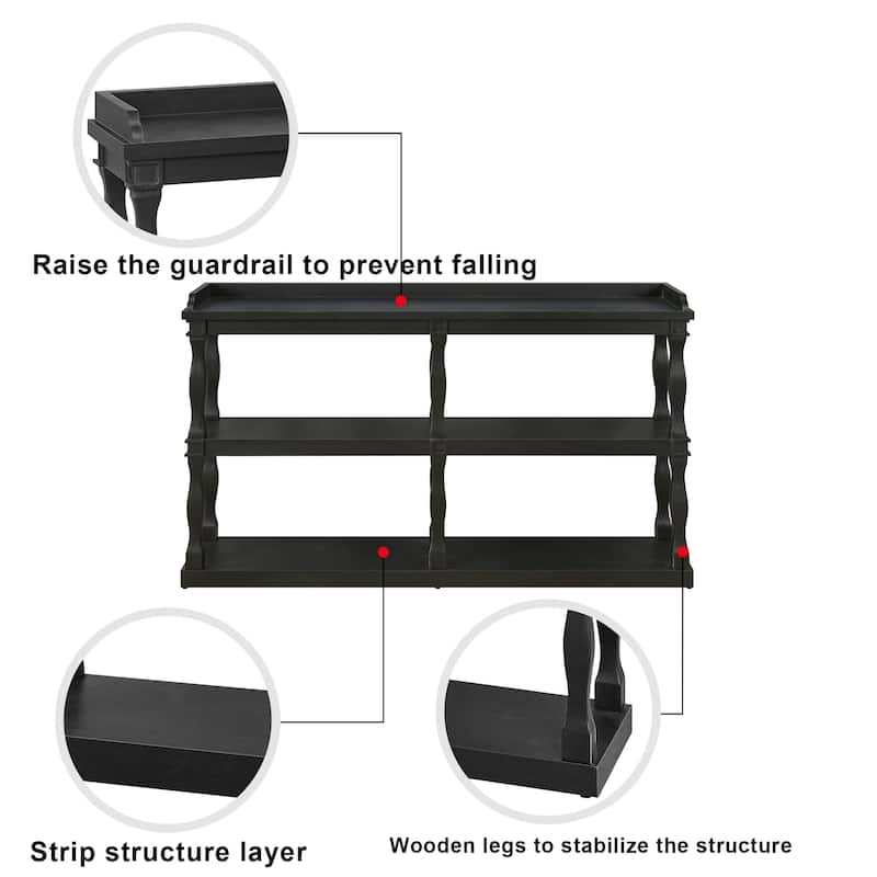 Console Table with 3-Tier Open Storage Spaces